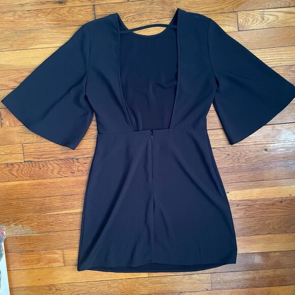 Dresses & Skirts - Backless Short Sleeve Bell Sleeve Black Mini Dress